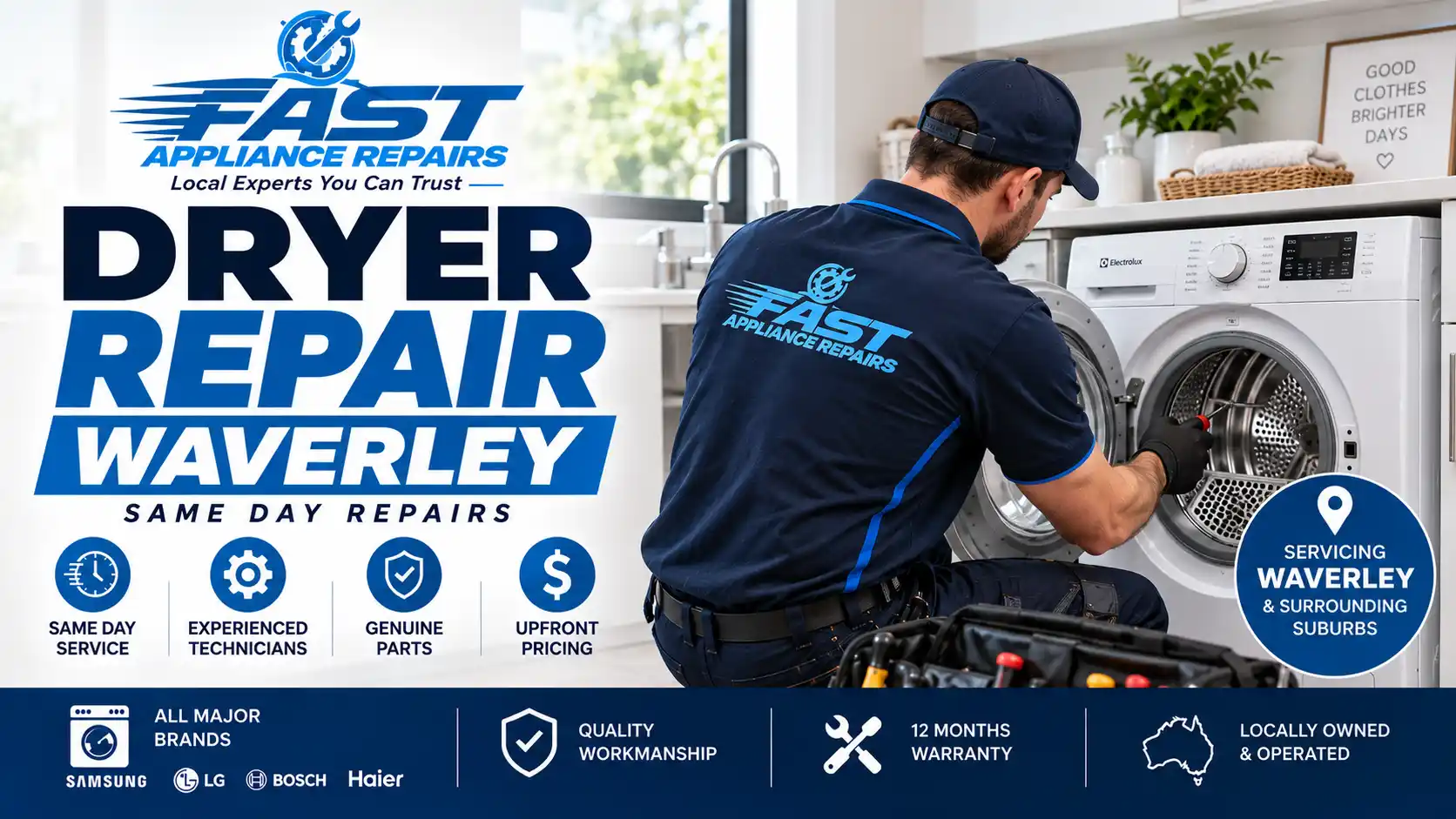 Dryer Repair Waverley Technician Servicing Home Clothes Dryer