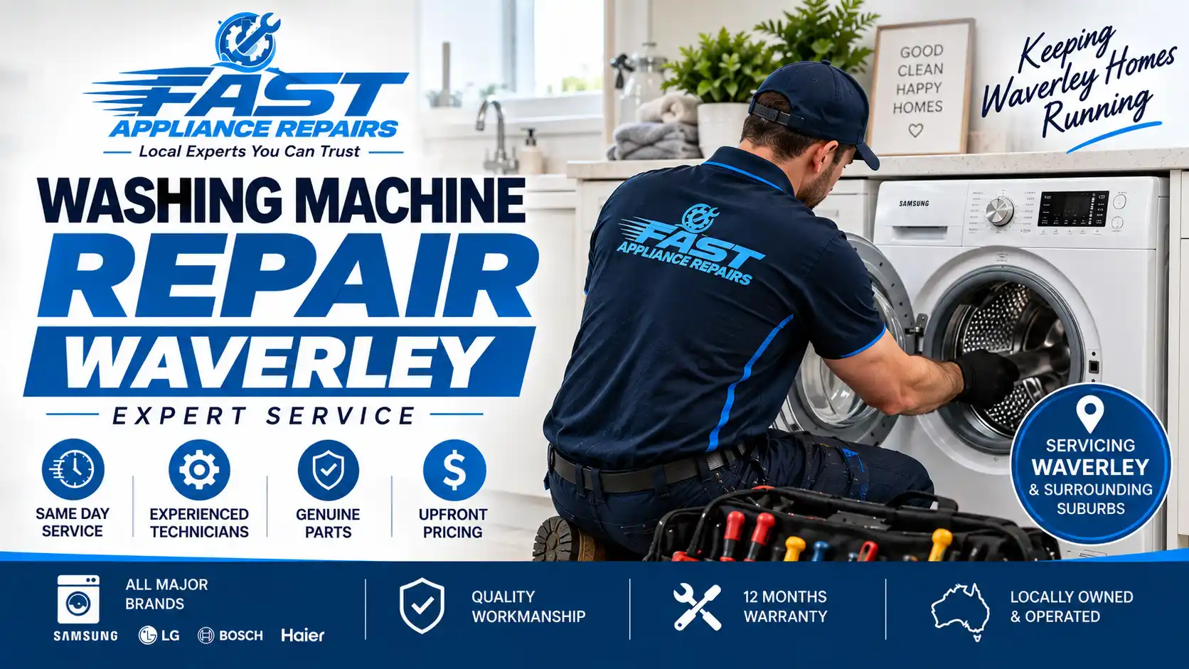 Washing Machine Repair Waverley Technician Servicing Home Washer